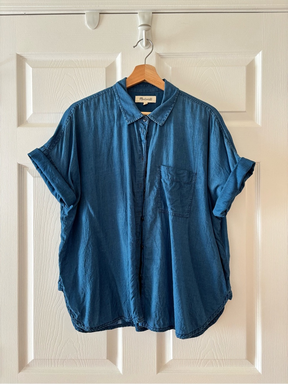 Madewell Blue Short-Sleeve Button-Up Shirt